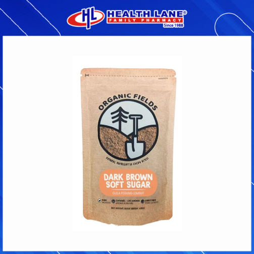ORGANIC FIELDS DARK BROWN SOFT SUGAR 400G